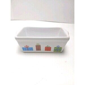 Michael’s Stoneware Christmas White Ceramic Happy Holidays Mini Loaf Pan Gifts